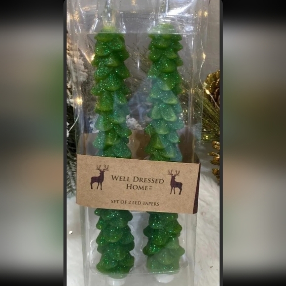 𝅺WELL Dressed Home Wax Tree Shape Flameless Taper Candles Set 2 New 11" - Picture 2 of 6